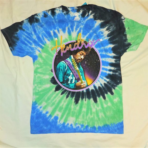 Jimi Hendrix Jamming Tie Dye rock Authentic Plus Size T-Shirt 1X runs small NWT - Picture 3 of 5
